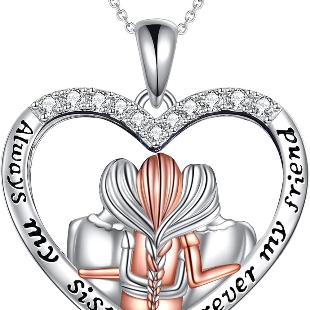 Sterling Silver Sister Necklace 3 F's Gift For Sisters Mom Daughter Jewelry